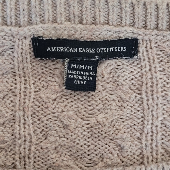 American Eagle Outfitters Oatmeal Crew Neck Side Zip Knit Sweater - Medium - EUC - Picture 6 of 7